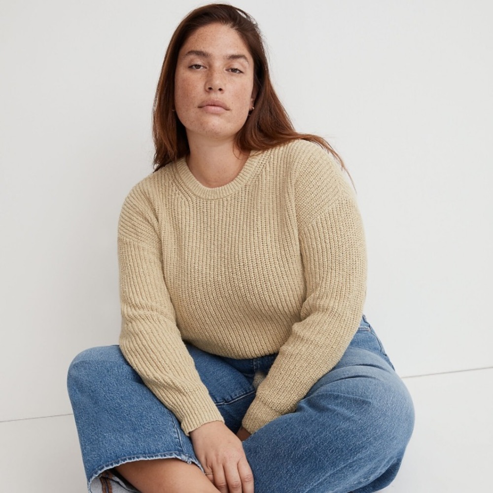 Textural-Knit Pullover Sweater in Pale Lichen